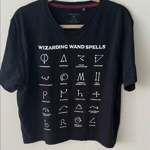 Black Wizarding Wand Spells Tee